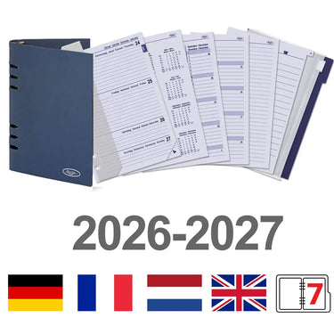 6406-26-27 210 x 144 mm A5 Binder Refills Weekly EN DE FR NL (a bit rust on the ringbinder!) + Storage Folder 2026 2027